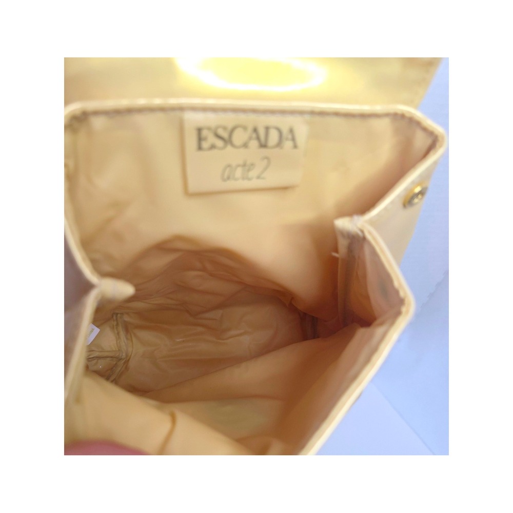 VTG Escada Acte 2 Yellow Gold Patent Leather Mini Backpack Gold EE Logo FLAWED - Picture 9 of 10